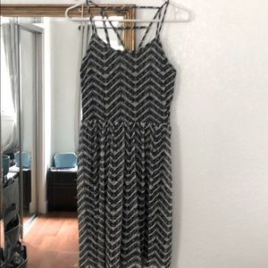 Black and white sundress with lace overlay